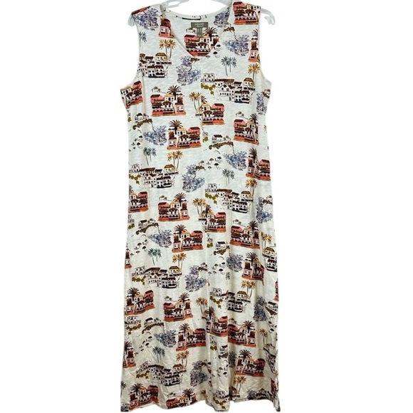 Naturals D&Co Linen Cotton Villa Print Maxi Dress L - Picture 8 of 8